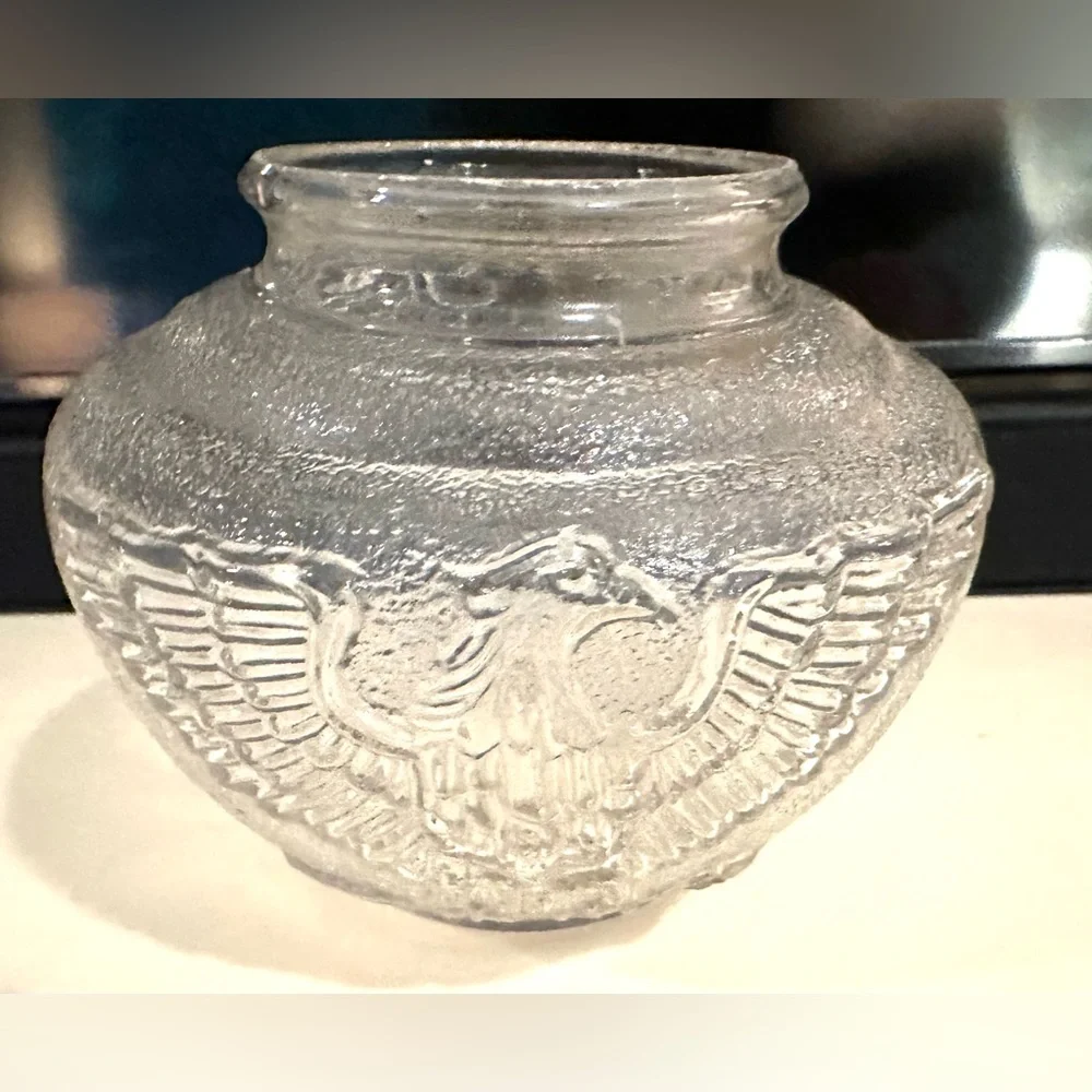 Vintage American Eagle Stars Clear Glass Textured Lamp Light Shade Fitter RARE